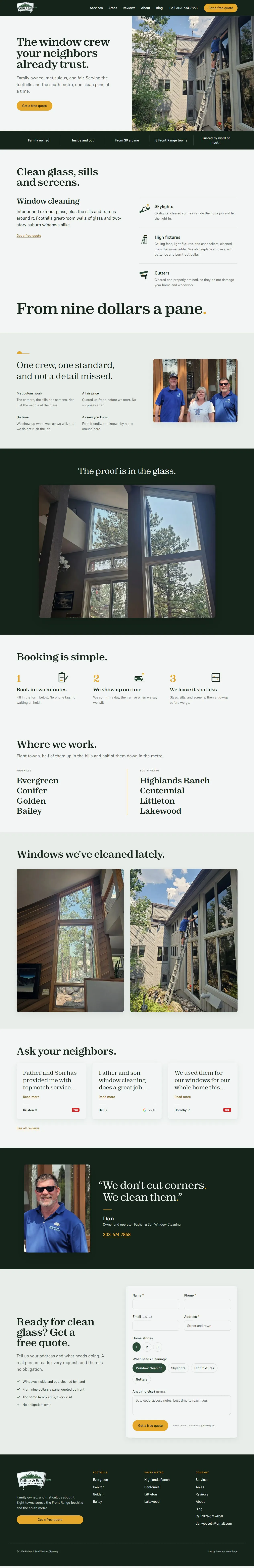 Screenshot of Father & Son Window Cleaning