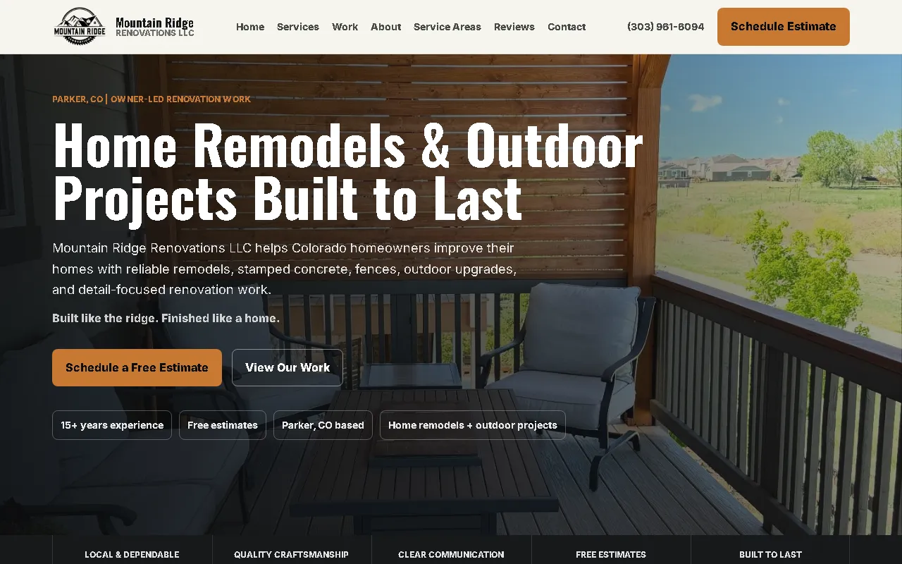Screenshot of Mountain Ridge Renovations